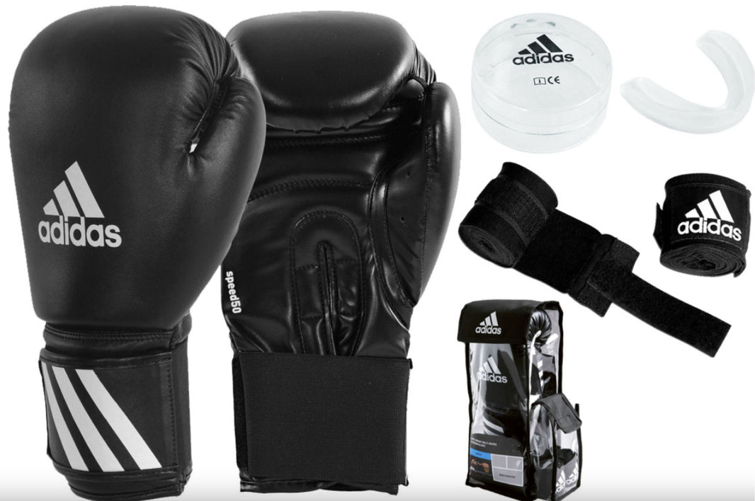 SET BOX ADIDAS 10 OZ. GUANT, VENDA Y PRO